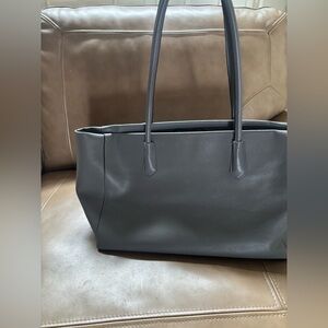 Gray Leather Tote Bag